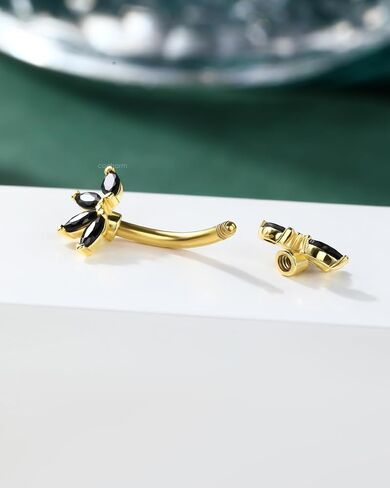 Cocharm Lotus كلا الطرفين خواتم زر البطن 14G فريدة من نوعها زر ثقب زر اللطف بطن السرة الثقب المجوهرات in Saudi Arabia