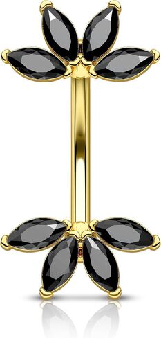 Cocharm Lotus كلا الطرفين خواتم زر البطن 14G فريدة من نوعها زر ثقب زر اللطف بطن السرة الثقب المجوهرات in Saudi Arabia