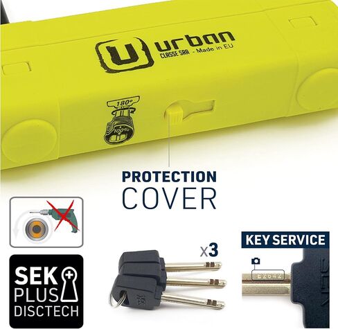 Urban UR120220 Motorcycle U Lock Maximum Security SRA Approved, Hardened Steel ø18mm/0.7in Shackle Double Locking, More Visible, 120x220mm/4.7x0,72in Multi-Purpose Heavy Duty Anti Theft U Lock in Kuwait