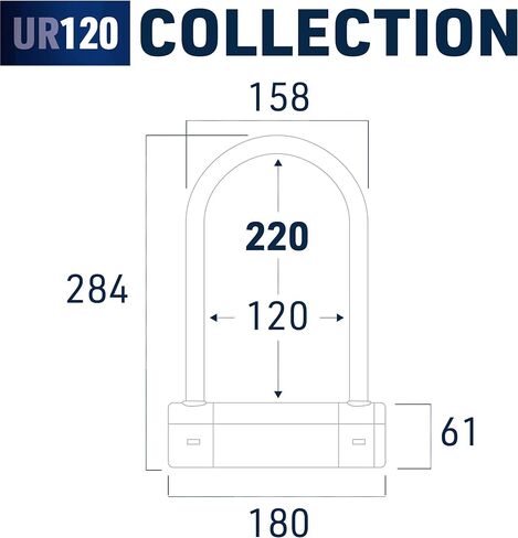 Urban UR120220 Motorcycle U Lock Maximum Security SRA Approved, Hardened Steel ø18mm/0.7in Shackle Double Locking, More Visible, 120x220mm/4.7x0,72in Multi-Purpose Heavy Duty Anti Theft U Lock in Kuwait