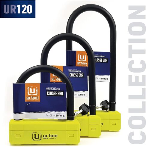 Urban UR120220 Motorcycle U Lock Maximum Security SRA Approved, Hardened Steel ø18mm/0.7in Shackle Double Locking, More Visible, 120x220mm/4.7x0,72in Multi-Purpose Heavy Duty Anti Theft U Lock in Kuwait