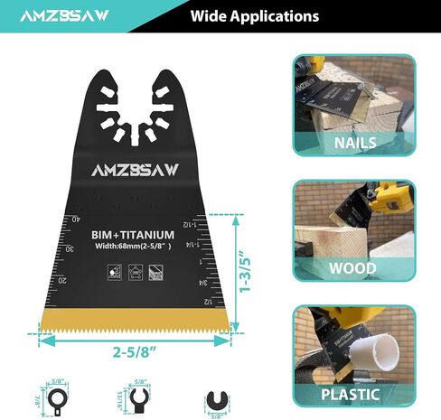 AMZBSAW 12 PCS Titanium Oscillating Saw Blades Metal Cutting, Oscillating Multitool Blades for Metal Nails Hard Material and Wood Plastic, Multi Tool Blades Kits Fit Dewalt Bosch Worx Ryobi Milwaukee in Saudi Arabia