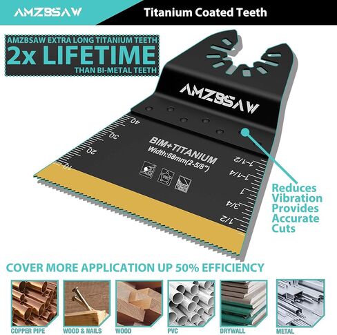AMZBSAW 12 PCS Titanium Oscillating Saw Blades Metal Cutting, Oscillating Multitool Blades for Metal Nails Hard Material and Wood Plastic, Multi Tool Blades Kits Fit Dewalt Bosch Worx Ryobi Milwaukee in Saudi Arabia