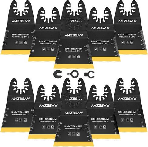 AMZBSAW 12 PCS Titanium Oscillating Saw Blades Metal Cutting, Oscillating Multitool Blades for Metal Nails Hard Material and Wood Plastic, Multi Tool Blades Kits Fit Dewalt Bosch Worx Ryobi Milwaukee in Saudi Arabia