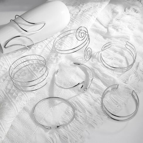 7 Pcs Arm Cuff Bracelet for Women Adjustable Upper Arm Band Bangle Minimalist Armband Jewelry in Saudi Arabia