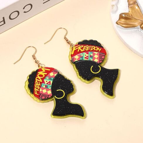 Juneteenth Earrings for Women African Earrings 1865 Black History Drop Dangle Earrings Statement Freedom Day Earrings African Jewelry Accessories Independence Day Outfits Party Gifts in Saudi Arabia