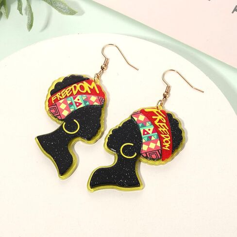Juneteenth Earrings for Women African Earrings 1865 Black History Drop Dangle Earrings Statement Freedom Day Earrings African Jewelry Accessories Independence Day Outfits Party Gifts in Saudi Arabia