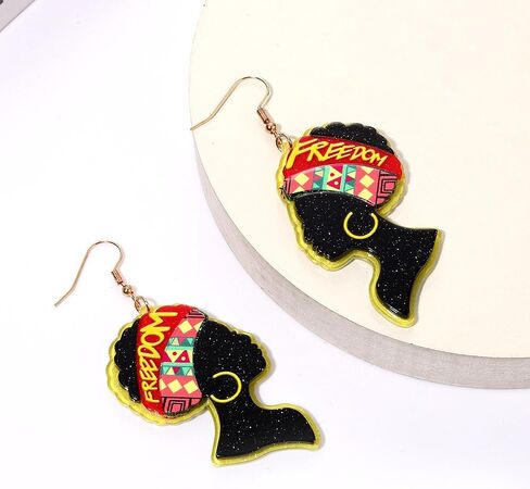 Juneteenth Earrings for Women African Earrings 1865 Black History Drop Dangle Earrings Statement Freedom Day Earrings African Jewelry Accessories Independence Day Outfits Party Gifts in Saudi Arabia