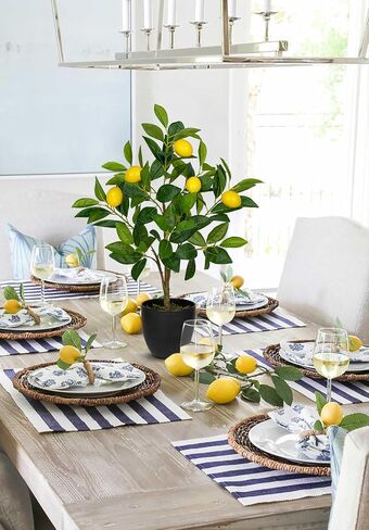 2Ft Artificial Lemon Trees, 2 Packs Large Artificial Plants Indoor with Black Pots Faux Potted Citrus Trees Fake Floor Plants Lemon Decorations for Home Living Room Office, Bedroom Table, Desk in Saudi Arabia