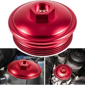 Fuel Filter Cap For Ford 6.0L Powerstroke Diesel 2003-2007 F250 F350 F450 F550 F650 F750 Excursion E150 E250 E350 E450 Billet Aluminum (Black)