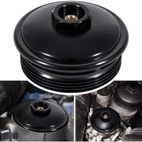 Fuel Filter Cap For Ford 6.0L Powerstroke Diesel 2003-2007 F250 F350 F450 F550 F650 F750 Excursion E150 E250 E350 E450 Billet Aluminum (Black)