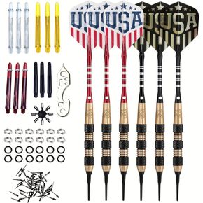 Soft Tip Darts Set - Professional Darts for Electronic Dartboard - Includes Brass Barrels + Plastic & Aluminum Shafts + Rubber O'Rings + Flights + 50PC 2BA Tips + Wrench