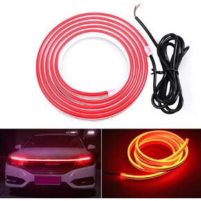 Car Led Lights Exterior Car Hood Light Strip 12V LED Daytime Running Lights, Flexible Headlights Waterproof LED Strips Waterproof Car Engine Cover Decoration Headlight (Blue, 47IN/1.2M)