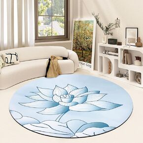 Round Meditation Yoga Mat Large Lotus Pilates Mat Non Slip Natural Rubber Backing Mat Suitable for Exercise, Meditation, Stretching and Yoga Workout Mat for Home Outdoor (4Ft)