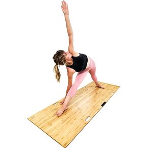 Original Yoga Mat Board for Carpet (Award Winning) Portable Platform for Yoga on Carpet & Uneven Surfaces, Yoga Floor for Indoor, Outdoor, Sustainable Bamboo Yoga Platform, Easy-to-Assemble & Store