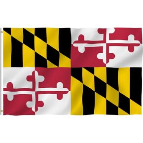 Anley Pack of 2 Fly Breeze 3x5 Foot Maryland State Polyester Flag - Vivid Color and Fade proof - Canvas Header and Double Stitched - Maryland MD Flags with Brass Grommets 3 X 5 Ft