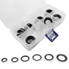 30 Pcs A/C System Compressor Gasket Seals 6 Sizes Reliable Air Conditioning Compressor Port Seal Washer Kit (Red,5Pcs/Size)