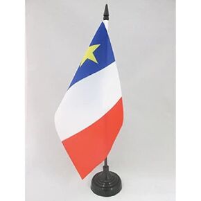 AZ FLAG Acadia Table Flag 5'' x 8'' - Canada - Acadian Desk Flag 21 x 14 cm - Black Plastic Stick and Base