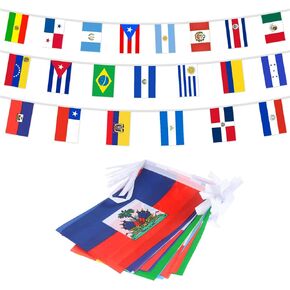 Latin America 21 international flags,Assorted Latino Flag Banners for Heritage Hispanic Month International Events Conference,Party Decoration,Sports,Bars,School, Party, Classroom - 30 Ft 21 Flags