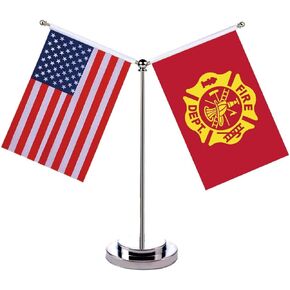 American & Space Force Flag, Space Force Desk Flag, Table Flag, Space Force US Y Shape Steel Flag Holder with 2pcs Flags, Space Force Decorations for Offices, Families, Conference rooms