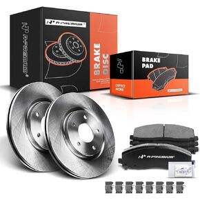 A-Premium 12.99 inch(330 mm) Front Drilled and Slotted Disc Brake Rotors + Ceramic Pads Kit Compatible with Select Chrysler, Dodge, Ram and Volkswagen Models - Town & Country, Grand Caravan, Journey