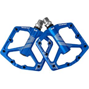 MTB Pedals Flat, Gravel Bike Pedals Flat, Light CNC Aluminum Alloy Platform Pedal w 3 Bearings Cr-Mo Spindle, Grippy Bicycle Pedals w 16pcs Pins, Mountain Bike Pedals Adult Child BMX Bike 9/16"