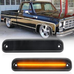 Led Side Marker Lights for 1973-1980 GMC Chevy C/K Series Pickup Trucks K5 Blazer Suburban Amber Led Front Bumper Side Marker Repeater Lamp Kit LH RH Smoked Lens Led Sidemarkers 6270433 6270434