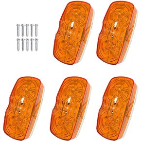 HHCSOP 5Pcs Amber Trailer Marker Light 10 LED Double Bullseye Side Marker Light Rectangular Led Lamp Surface Mount for RV Truck Camper ORV ATV Motorcycle, 2" x 4" IP67 Waterproof DOT Certified