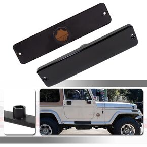 Full Amber Led Light Black Smoked Lens kit Compatible With 1987-1995 Jeep Wrangler YJ Assembly Replacement Front Bumper Passenger Side Marker Lamp