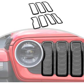 CheroCar for JL Front Grille Grill Insert Cover Trim Exterior Accessories for Jeep Wrangler JL 2024+,Black in Saudi Arabia