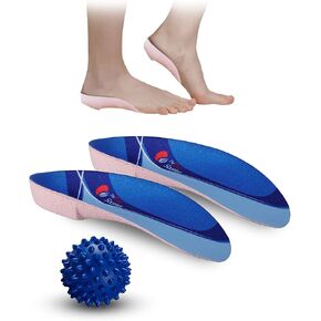 حشوات حذاء لالتهاب اللفافة الأخمصية - نعال داخلية قوية لدعم القوس العالي للنساء والرجال للمساعدة في القدم المسطحة، ودعم قوس الكعب وتخفيف الألم، مع كرة تمرين القدم - مؤهلة من FSA أو HSA in Kuwait