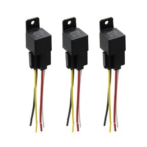 uxcell 3pcs JD-2912 4 Pin DC 48V 40A 40 Amp Car Motor Fuse Relay Switch Power Socket Plug with Wiring Harness Universal