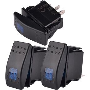ESUPPORT 12V 20A 3Pin مقاوم للماء سيارة قارب الطرق الوعرة البحرية ضوء LED أزرق زر الضغط الروك تبديل التبديل حزمة من 3