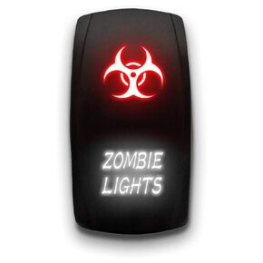 Zombie Lights - Green - Laser Etched Toggle Switch 20A 12V - Vertical Rocker Switch 5-Pin DPST