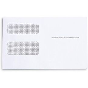 100 1099 Envelopes Designed For 1099 Misc, INT, 1099-R, And 1095-C, Laser Forms from Quickbooks or Similar Tax Software -Double-Window Security Envelope, Gummed Flap, 5 5/8 Inch x 9 Inch Pack of 100