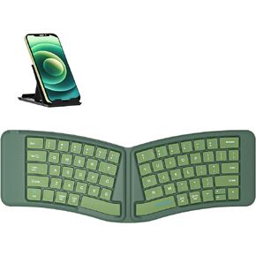 seenda Ergonomic Foldable Keyboard, Portable Split Folding Keyboard, Travel Ergo Bluetooth Keyboard Rechargeable for Laptop, Phone,PC iOS/Android/Windows/Mac OS, Support 3 Devices, Green