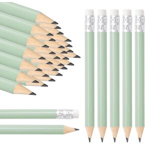 Whaline 50Pcs Sage Green Pencil with Erasers Pastel Short Writing Pencils Half Pencils for School Office Stationery Supplies, 4 in