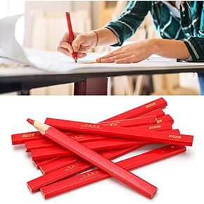 Wooden Lead Pencils 10pcs Red Carpenter Pencils, 170mm Flat Wooden Oval Bulk Red Lead Carpenter Woodworking Pencils Woodwork