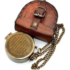 Trust in The Lord with All Your Heart -Proverbs 3: 5-6 Quote Engraved-with Leather Case,Camping Compass, Gift Compass, Graduation Day Gifts-Graduation Gifts 2023 Compass for Women Mens Boy Girls