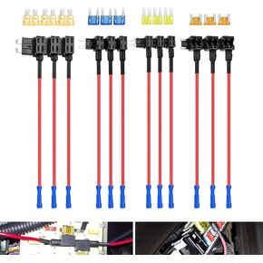 12 PCS Automotive Additional Circuit Fuse Adapter Kit, Upgraded Version 12V with Standard MICRO2 Mini ATO ATC ATM APM 4 Tap Adapter, Dual Slot Blade Fuse Holder, Universal Cars (Multicolored) in Saudi Arabia