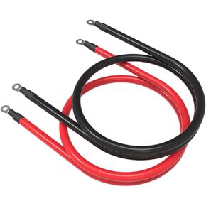 6 AWG 12 بوصة 6 كابلات بطارية قياس أحمر + أسود مجموعة أسلاك نحاسية نقية للطاقة الشمسية، RV، السيارة، القارب، السيارات، البحرية، الدراجات النارية مع عروات 3/8 بوصة (1 قدم)