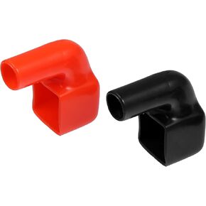 1 Pair Battery Terminal Insulation Covers, 40mm Length 10mm 0.39" Car Battery Post Cap Universal for Motorcycle Truck Marine Durable PVC Red Black