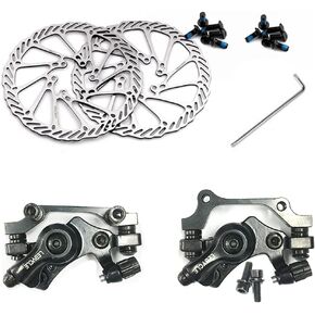 Mountain Bike Disk Brake Set G3/ HS1 Bicycle Disc Brake Kit Front and Rear 160mm Caliper Rotor with Bolts and Cable