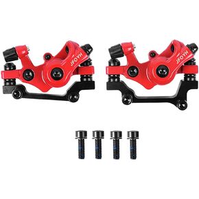 مجموعة فرامل قرصية ميكانيكية من JFOYH لدراجة MTB Road Bike القابلة للطي وBMX مع محول تركيب دوار 160 مم، فرجار فرامل قرص الدراجة الأمامي والخلفي للدراجات - أسود/أحمر