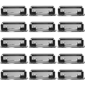 NUOBESTY 15pcs Clipboard Clips with Rubber Feet Spring Loaded Surface Mount Handle Hook Mountable Metal Clipboard Hardware for School Office Business