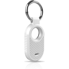 for Samsung Galaxy SmartTag2 Case, Protective TPU Case for Galaxy SmartTag2 with Key Ring for Keys, Wallet, Luggage, Pets (Black/White)