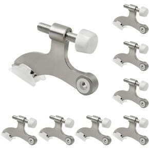 8 Pack Hinge Pin Brushed Nickel Door Stopper, Adjustable Heavy Duty Hinge Pin Door Stop with Rubber Bumper Tips