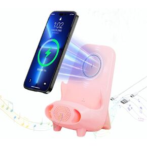 YKSTT 4-in-1 Wireless Charger with Bluetooth Audio, 15W Qi Certified Fast Charging Wireless Station for iPhone, Pixel, Samsung Galaxy, Phone, LG & More, with Voice Control Night Light (Black)