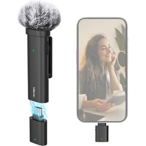 ميكروفون ULANZI اللاسلكي Lavalier، ميكروفون صغير طية صدر السترة 2.4 جيجا هرتز، نقل 10 أمتار لتسجيل الفيديو، مقابلة مع iPone 15/15 pro Samsung S23/S22، Huawei Mate60 Pro (منفذ USB من النوع C) in Kuwait