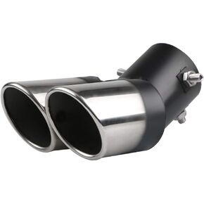 Car Stainless Steel Dual Exhaust Pipe Tail Muffler Tip Pipe Diameter 1.5" to 2" Curved Type TailPipe Muffler Modification